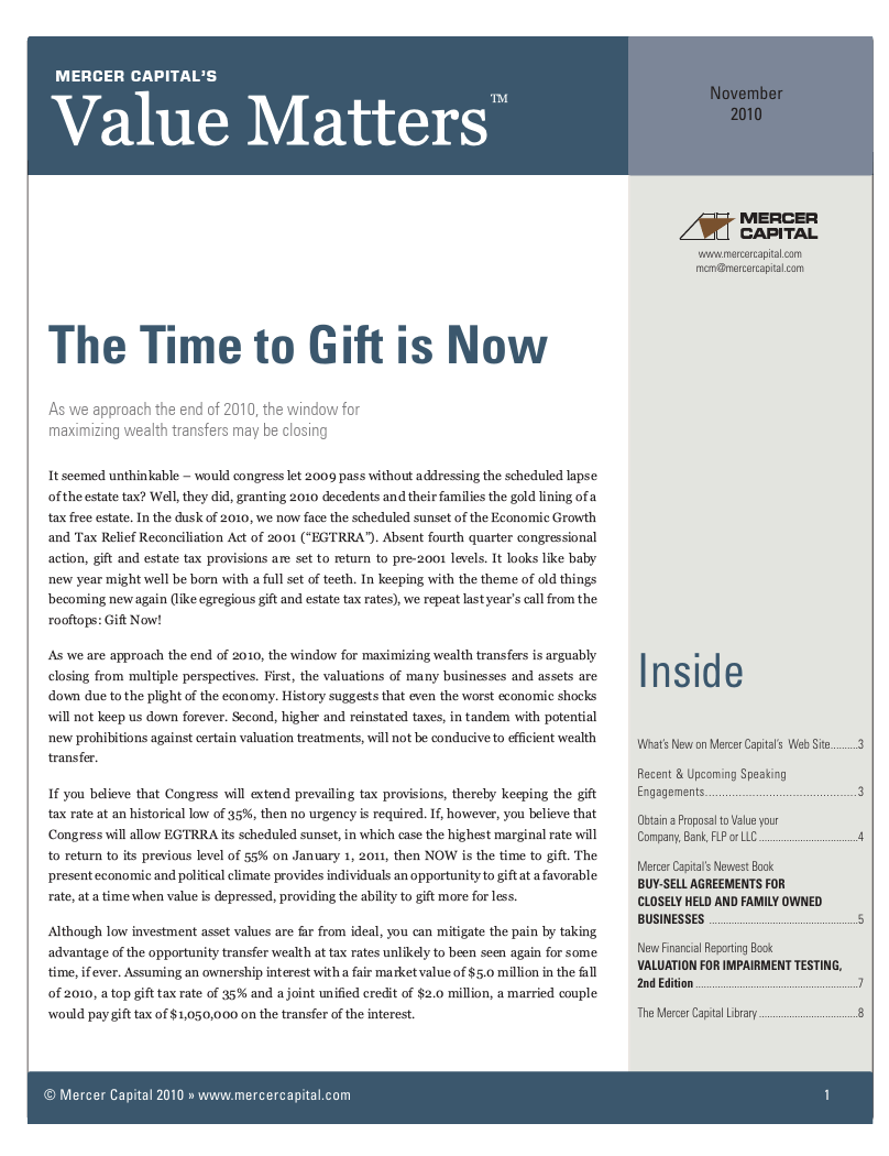 Mercer Capital’s Value Matters 2010-04