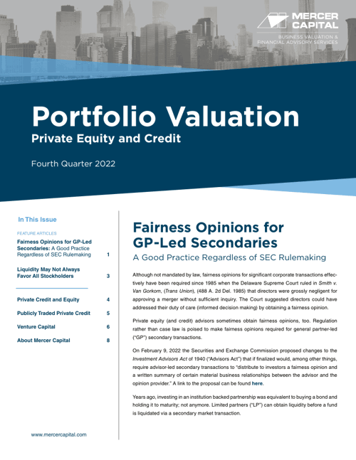 Equilty Marks Private Equity Marks Trends Fourth Quarter 2022