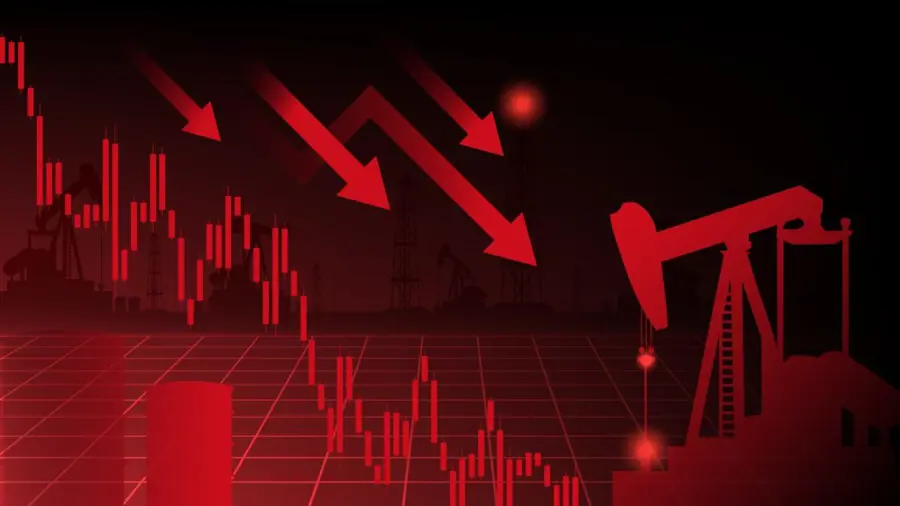 Illustration Downward Stock Price With Oil Rig