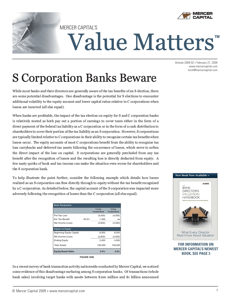 Mercer Capital’s Value Matters 2009-02