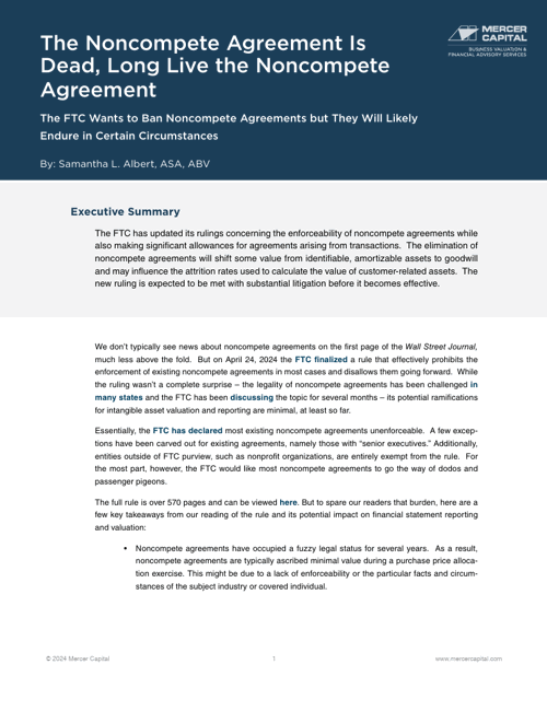 Cov_2024 The Noncompete Agreement Is Dead, Long Live The Noncompete Agreement